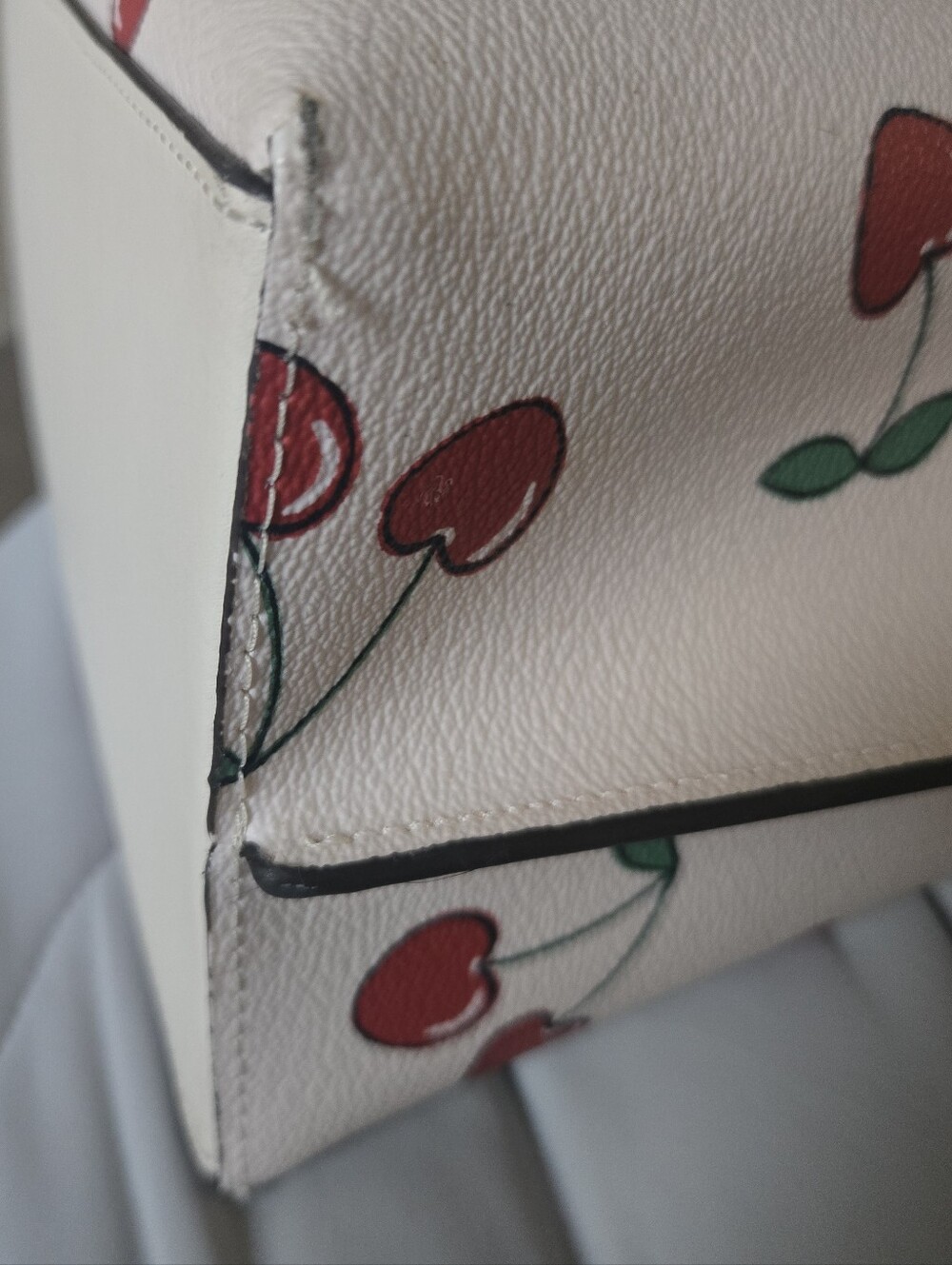 Coach Cherry Print Leather Tote - White - Picture 6 of 7